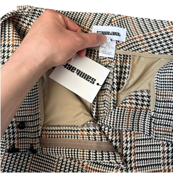 NWT SAINT ART Nessa Tan Midrise Houndstooth Plaid Straight Wide Leg Pant Size S - Picture 5 of 8